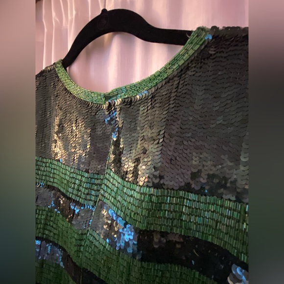 Stunning Fully Beaded & Sequined Emerald Green Mini Dress Silk - Picture 8 of 16